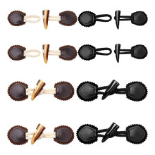 8 Sets PU Leather Sew- Toggles Closures Vintage Sew- Toggles with Resin Horn Buttons Sewing Accessories