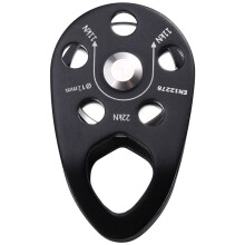 Micro Mobile Pulley 22KN Mobile Single Pulley Cheek Shaped for Max Rope 12mm Rope for Climbing, Rescue Lifting
