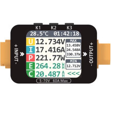 XT60-C1 5-70V 60A Bidirectional Capacity Statistical Voltage and Current Meter Instrument Aircraft Model Power Meter