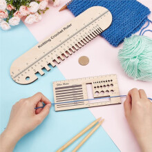 2Pcs Wooden Sock Knitting Rulers Gauge Knitting Calculator Multi-Functional Yarn Measuring Tools for Spinners