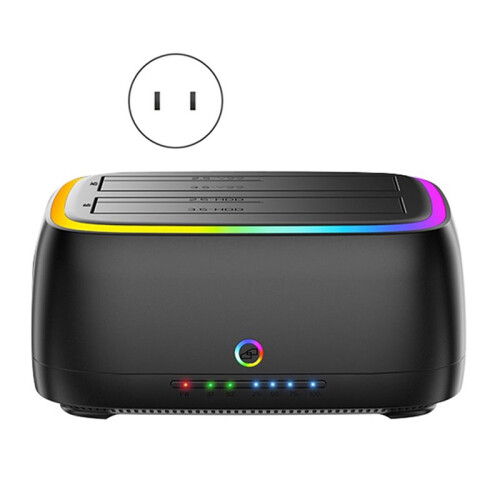 Estação de Disco Rígido RGB de Baia Dupla USB 3.0 para Estação de Encaixe  Tipo C para HDD/SSD de 2,5/3,5 Polegadas, Cópia Offline, Plugue EUA 1