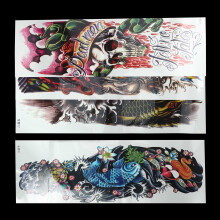 4Pcs/Lot Waterproof Temporary Tattoos Fish Skull Color Full Arm Mechanical Pattern Tattoos Applique Arm Full Arm Tattoos Sticker 48x17Cm (1720 )