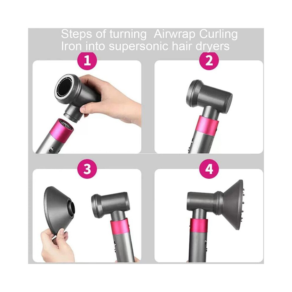 Diffuser+Adaptor+Professional Concentrator for  Airwrap Attachments for Curling Iron Converting To Hair Dryer