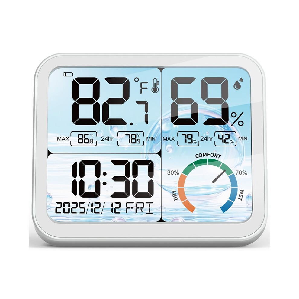 5.8" Large Display Indoor Thermometer Hygrometer - LCD with Comfort Indicator,Clock & Calendar, Wall Mount or Tabletop