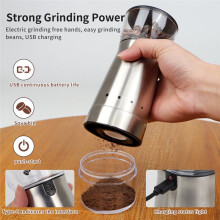 Tragbare Elektrische Kaffeemühle Aus Edelstahl, Keramikmahlwerk, USB-Aufladbar, Küchenmaschine zum Zerkleinern Von Kaffeebohnen