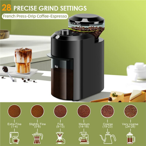 Electric Coffee Grinder Adjustable Burr Mill Conical Coffee Bean Grinding with 28 Precise Grind Setting 220V EU Plug 1