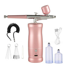 Airbrush Kit Handhållen Uppladdningsbar Airbrush Kompressor Airbrush Set Bärbar för Nail Art Barber Makeup Cake Rosa
