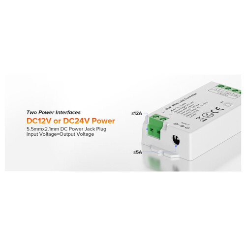 CCT LED Strip Controller Kit with Radio Frequency Remote, Tuya Compatible, Multi-Zone Control 2