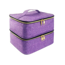 Nagellakorganizer Nagellakopbergtas Draagbare Nagellakhouder voor 30 Flessen en Nageldrogerlamp, Paars