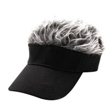 Unisex Fashion Wig Caps Concise Sun Visors Street Hip Hop Baseball Cap Sun Snapback Hats Fake Hair Casquette Black+Gray
