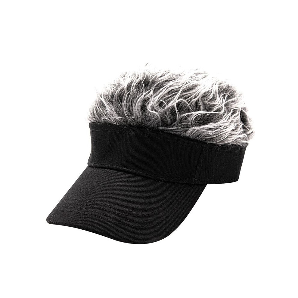 Unisex Black/Gray Fashion Wig Caps Concise Sun Visors Street Hip Hop Baseball Cap Sun Snapback Hats Fake Hair Casquette +