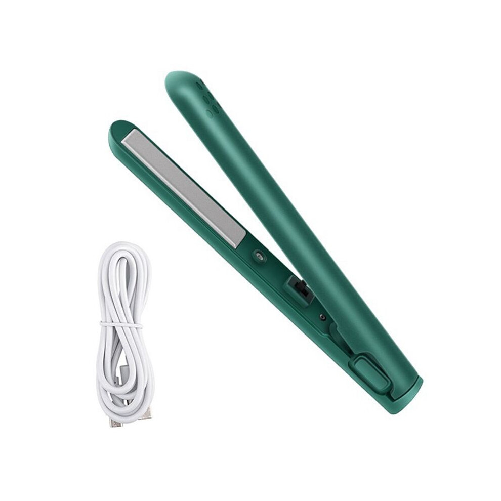 Tlily 2 In 1 Dual-Purpose Hair Curler, Hair Straightener, Travel Curling Iron,Portable Usb Hair Curler Green