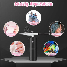 Kit de AeróGrafo AeróGrafo InaláMbrico con Compresor con Boquilla de 0,3 mm, Pulverizador PortáTil, MáQuina de OxíGeno para Maquillaje Facial B