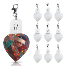 10Pcs Sublimation Keychain Blanks Bulk with LED Lighted Transfer DIY Crafts with Keyrings for Photos Heart