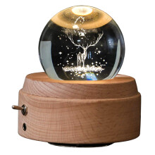 3D Crystal Music Box The Deer Luminous Rotating Musical Box With Projection Led Light