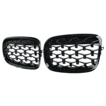 Car Diamond Grills Front Kidney Grill Chrome Mesh Grille Car Accessories for E70 E71 E72 X5 X6 2007-2013 Black