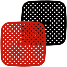 2-Pack Herbruikbare Luchtfriteusevoeringen, Vierkante, Niet-Klevende Siliconen Luchtfriteusemandmatten, Luchtfriteuseaccessoires -7,5 Inch