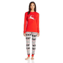 (RedWomen,L)Family Matching Christmas Pajamas Sleepwear Women Men Kids Long Sleeve Nightwear