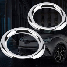 2Pcs Car Front Fog Lamp Light Cover Decoration Trim for C-HR CHR 2016-2020 LHD Accessories, Silver
