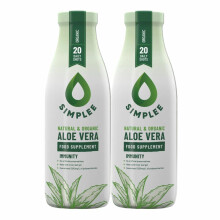 Simplee Aloe - Aloe Vera Juice 2 x 1 Litre Natural, Organic & Cold Pressed