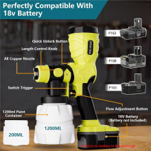 Electric Spray Gun for 20V Cordless Paint Sprayer Auto Furniture Steel Coating Airbrush for DIY Crafts