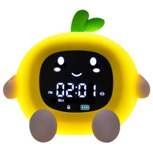 Alarm Clock Kids 6-in-1 Fruit-Shape Toddler Sleep Training Clock Cute Touch Night Light for Children'S Bedroom A