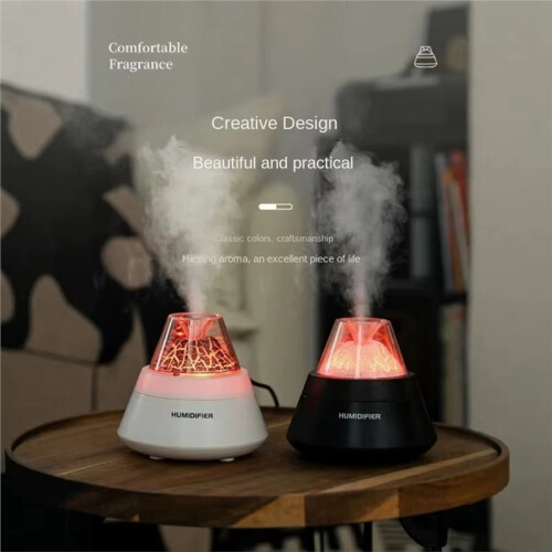 Volcanic Fragrance Diffuser Ultrasonic Humidifier Home Flame Aroma Diffuser LED Light Essential Oil Diffuser Gift B 2