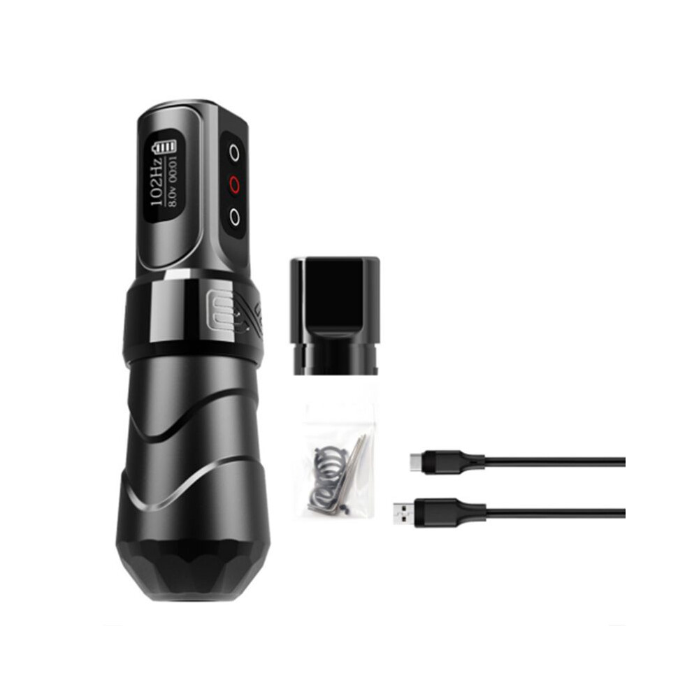 Melitt Black Wireless Tattoo Pen Machine Brushless Motor With Two Led Display Batteries Permanent Makeup