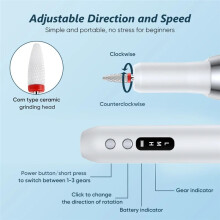 Electric Nail Polisher Drill Bits Professional Nails Grinding Polishing Removal Art Sanding File Pen Manicure Machine,A