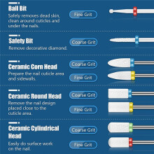 19pcs Nail Drill Bits Sets, 3/32 Inch Diamond Cuticle Electric Nail File and Ceramic Acrylic Gel Nail Bit Kit, Acrylic