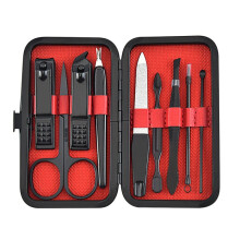 9Pcs Portable Stainless Steel Nail Scissors Set Men & Women Special Nail Clippers Manicure Beauty Tools Black-Red