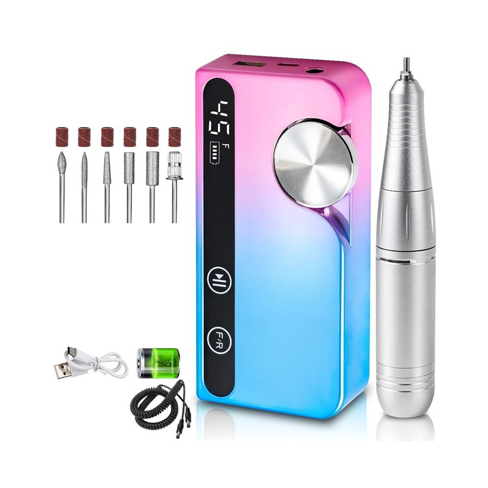 Professional 45000RPM Electric Portable Nail Drill Machine Rechargeable Low Noise Nail Sander File Multicolor