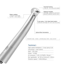 Glasvezel-Optische Hogesnelheidsluchtturbinehandstuk, Standaardkop, 3-Poortsspray