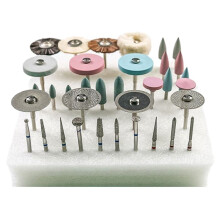 35Pcs Dental Lab Polishing Kit Ceramic Porcelain Grinding Dentist Tool Diamond Burs Drill Brush Dentistry Materials