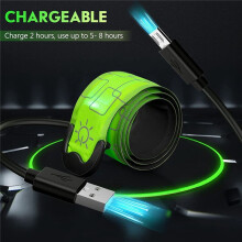 2 Pack USB Rechargeable Reflective Armbands,High Visibility Light Band for Runners,Bikers,Walkers,Pet Owners,Green