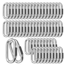 30PCS M6 Quick Chain Connector Carabiner Clips,Screw Lock Oval Locking Carabiner for Safety Chain Hammock