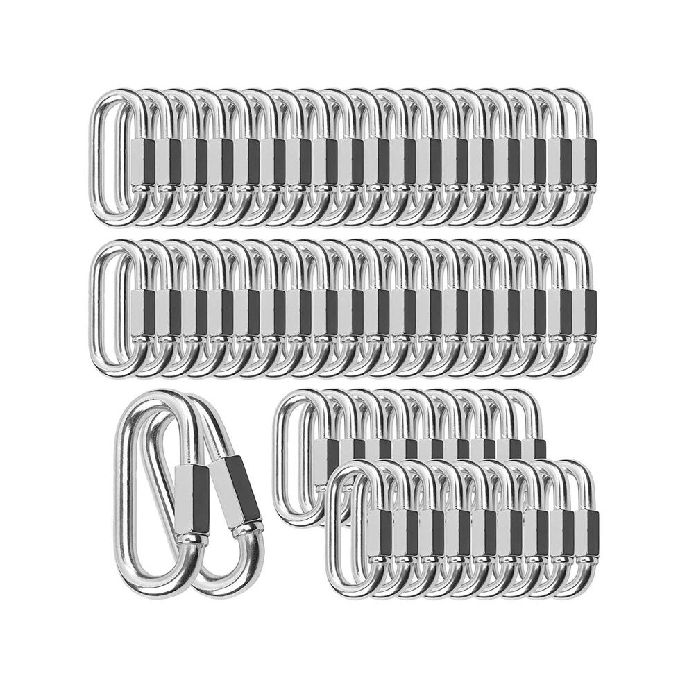 30Pcs M6 Quick Chain Connector Carabiner Clips,Screw Lock Oval Locking Carabiner For Safety Chain Hammock 4714072975895