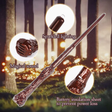 2 St Light Wizard Wands Ljud Upplysande Toy Wands för Barn Flickor Pojkar FestdräKt Cosplay TillbehöR Brun Svart