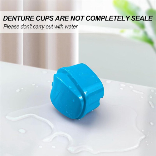 2 Pack Denture Bath Case Cup Retainer Cleaner Holder Case False Teeth Soaking Container Dental Bath Storage Box B 1