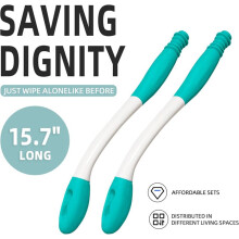 2Pcs Toilet Aids for Wiping-15.7In Long Reach Comfort Butt Wiper Tools - for Disabled,Elderly,Pregnant,Overweight People