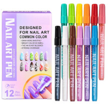 12 Color 3D Nail Art Pens Set, Nail Polish Pens Nail Point Graffiti Dotting Pen Drawing Painting for DIY Art Paint Pen