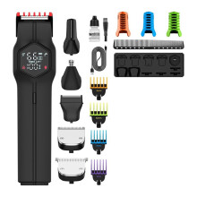 Men Multi-Function Hair Clipper with Magnetic Attachments 5-in-1 Waterproof Electric Trimmer Set with Nose Hair Trimmer