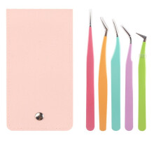 5pcs Eyelash Extension Tweezers Straight and Curved Volume Lash Tweezers for Extensions Lash Tweezers