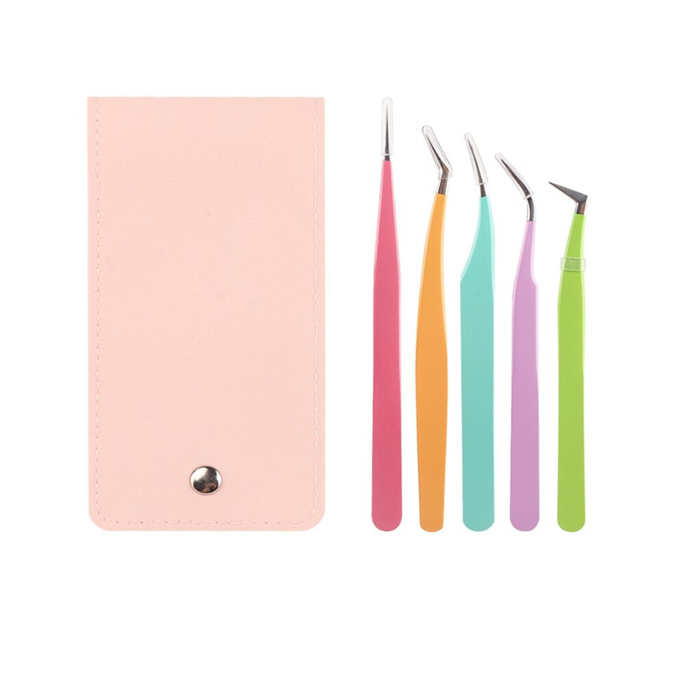 Tlily 5Pcs Eyelash Extension Tweezers Straight And Curved Volume Lash Tweezers For Extensions Lash Tweezers