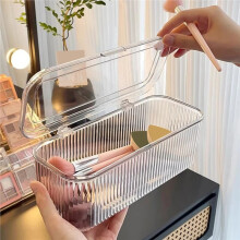 2 Pezzi Nuovo Capacità Acrilico Trasparente Contenitore per Cosmetici Trucco con Coperchio Bagno Pennello Trucco Rossetto Organizer