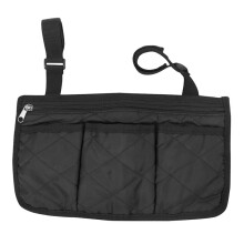 Wheelchair Armrest Storage Bag, Side Bags to Hang Side with Waterproof Black Walker Storage Pouches for Baby Cart