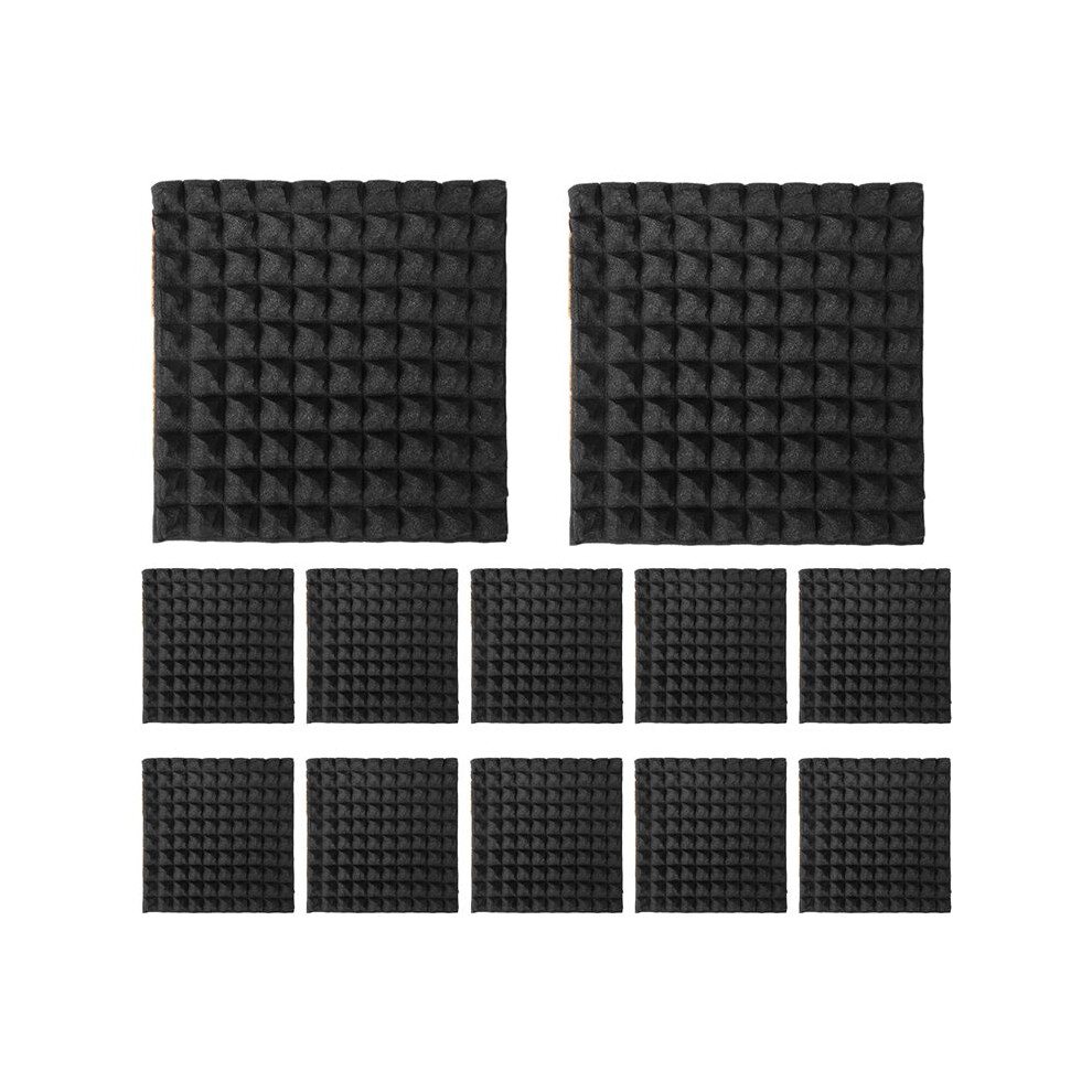 12 Pack Self-Adhesive Sound Proof Foam Panels 2X12x12inch Acoustic Panels With High Density,Pyramid Design Acoustic Foam 6033077611248
