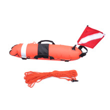 Inflation Diver Down Safety Surface Boei Signal Float met Vlag en Touw,Voor Freediving Snorkelen,Rood