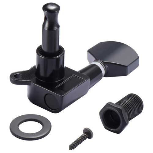 6 Pieces Guitar String Tuning Pegs Keys 3 Left 3 Right Guitar Machine Heads Knobs with Strap Button Locks Picks and Guitar String Winder (Black) 2