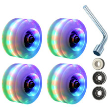 4Pcs Roller Skate Wheels Luminous Light , with Bearings Outdoor Roller Skate Wheels Flash,for Double Row Skating